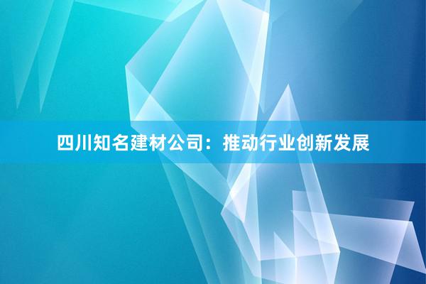 四川知名建材公司：推动行业创新发展