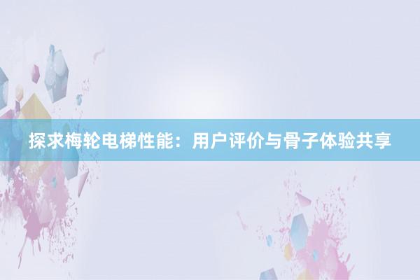 探求梅轮电梯性能：用户评价与骨子体验共享